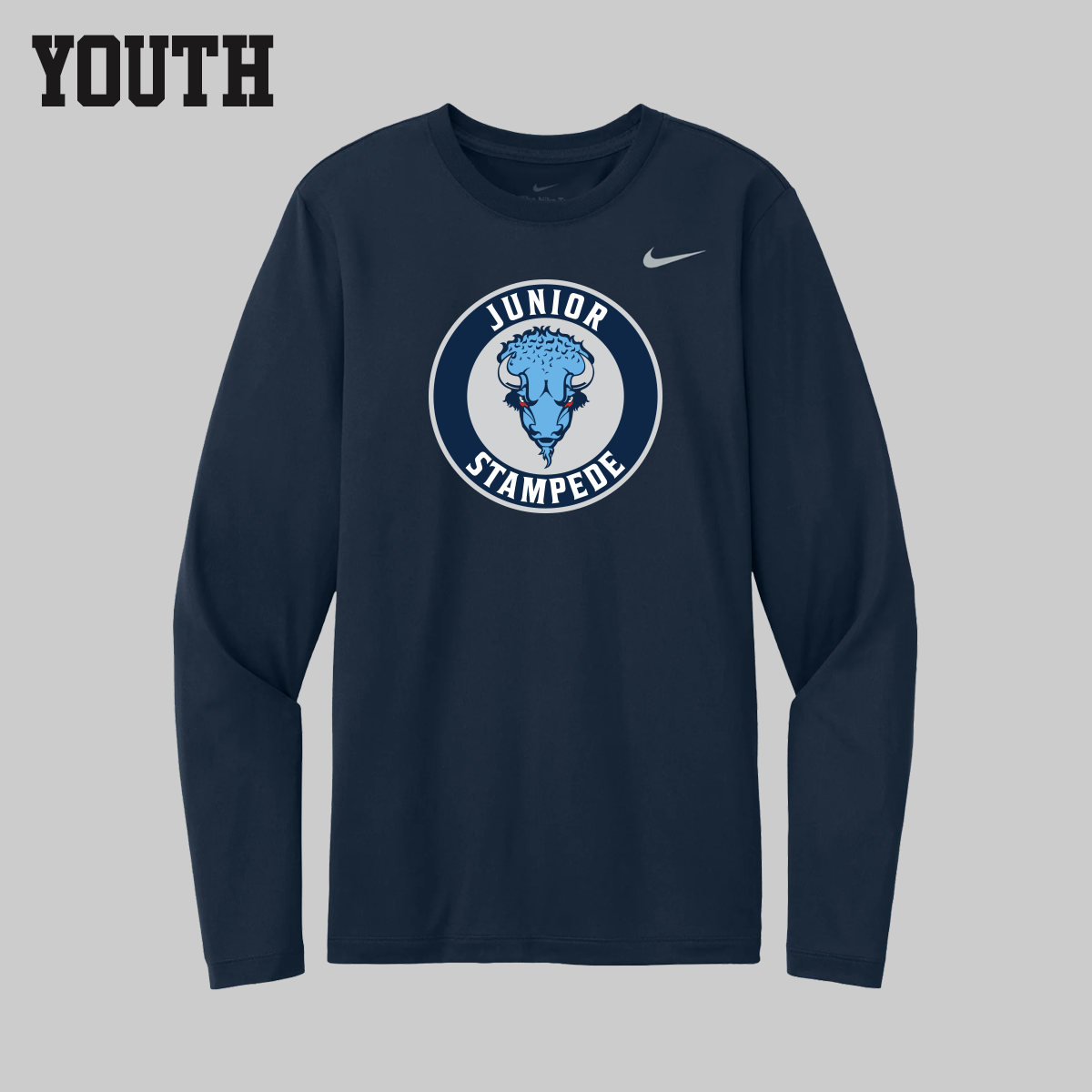 Youth Nike Dri-Fit Junior Stampede Navy Long-Sleeve
